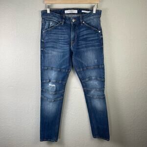 Guess Men's Slim Fit Tapered Stretch Destroyed Moto Jeans‎ Size 31 x 30